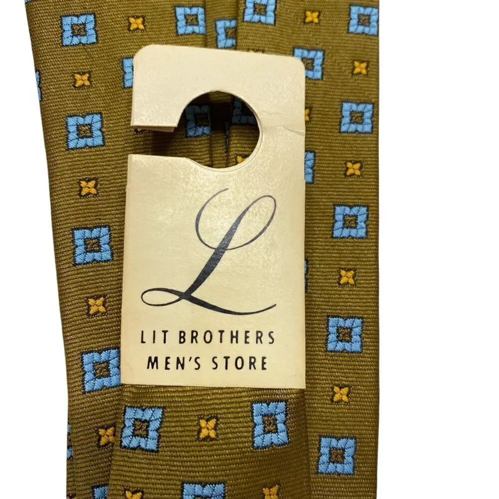 Vtg Clover Cravat Co Tie Necktie Polyester Green Squares Cassic Office NEW